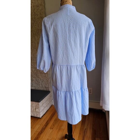 Beachsissi Plaid Print Button Up Split Neck Tunic Dress Coverup Beach NWOT, Sz L - Picture 8 of 8